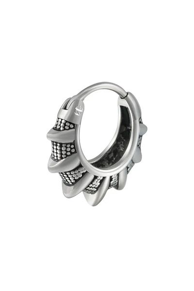 Jaida Moda Unisex Gothic Steel Hoop Earrings with Gray Viking Motif