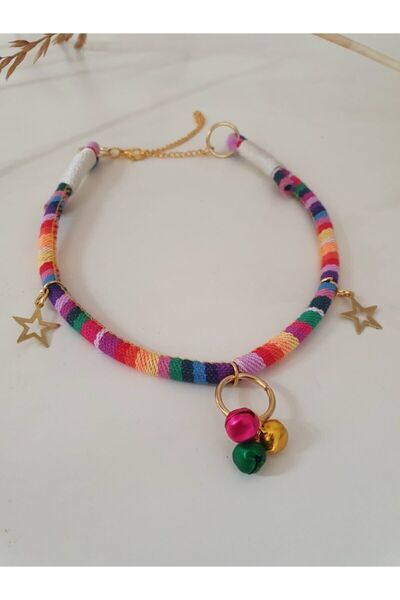 Loyal Friend Store Zilli Ayarlanabilir Köpek Boyun Tasması Renkli Köpek Kolyesi (30-45 Cm)