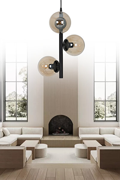 ŞL Şef Light Salkım 3'lü Siyah Modern Avize