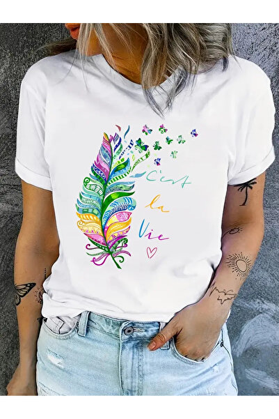 EFFRENATU Μοντέρνα ρούχα με στάμπα γοητευτικό μπλουζάκι μεγάλου μεγέθους