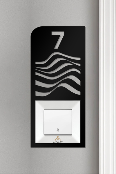AHWART Ramă decorativă din lemn - Numărul ușii apartamentului, Priză sonerie ...