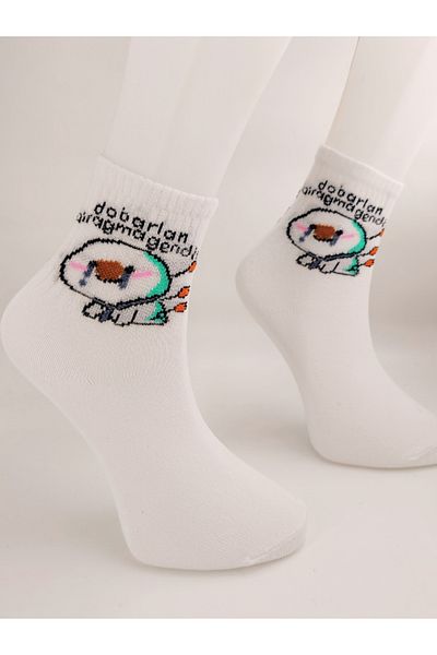 Shuttle Park Unisex Comics Fashion Dobarlan Bıragma Gendini Written White College Socks