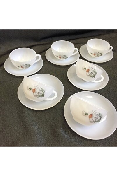 Umut Karcı Arcopal Fransız Papatyalı 6 Kişilik Büyük Kahve Fincanı