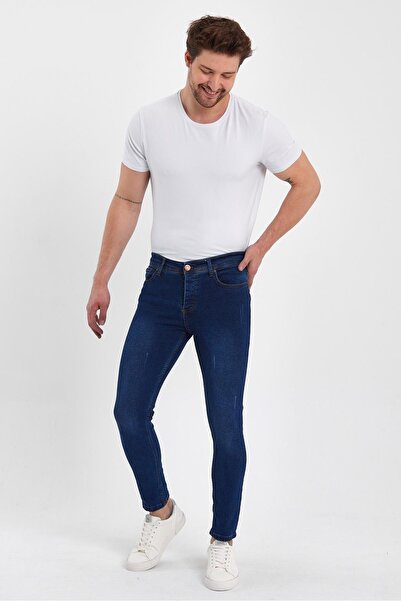 yakamor Ανδρικό Skinny Jeans - Με κουμπιά και λεπτομέρειες από πέτρα