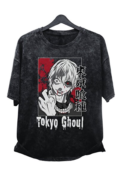 Fuddy Moda Tokyo Ghoul Kaneki Štampano Unisex Oversize kroj Vintage T-Shirt