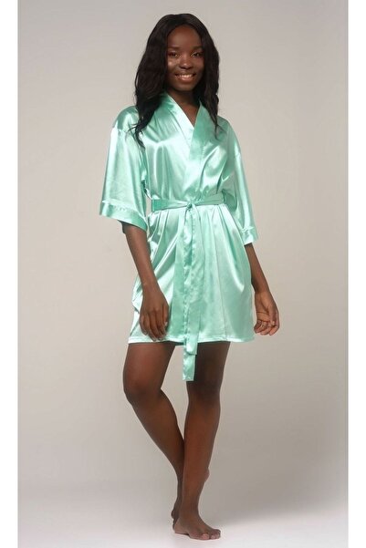 Pina Satin Mint Dressing Gown Kimono
