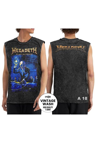 Orijin Megadeth Yıkamalı Over Size Kolsuz Tişört
