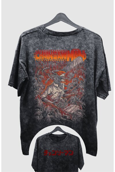 Fuddy Moda Chainsaw Man V3 Tricou unisex oversize cu imprimeu anime - Imprima...