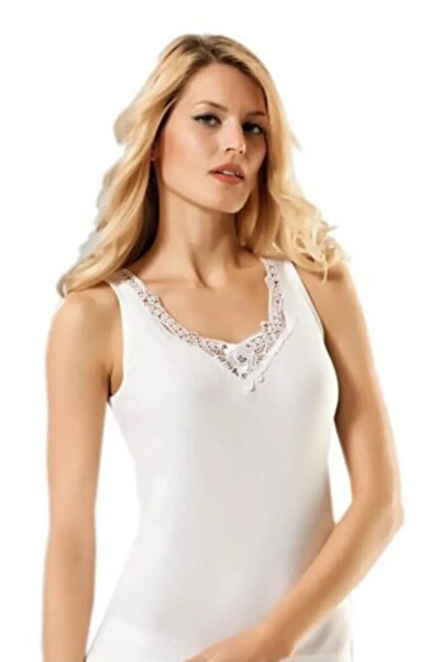 Gümüş İç Giyim White Silver 3011 XL Size 3-Piece Laced Wide Strap Athlete Set