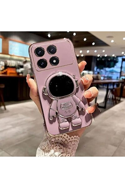 Rivor Xiaomi Poco X6 Pro Kılıf Parlak Kenarlı Altın İşleme Astronot Figürlü S...