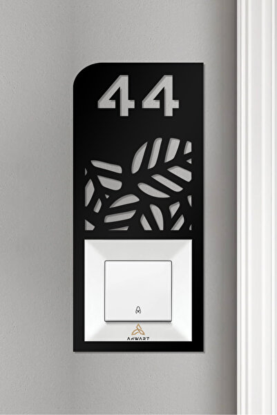 AHWART No:44 - Floral Patterned Decorative Bell Socket and Wooden Circle Door