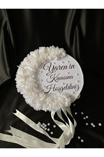 TAN EVENT 30 Cm Beyaz Gelin Defi Kına Gecesi Tefi,def,tef,çiçekli Def