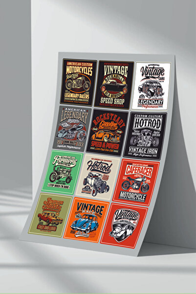 Sticker Market (1) مجموعة ملصقات السيارة الأمريكية الرجعية