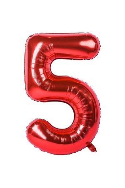 parti sürprizi Red 5 Number Foil Balloon 100 Cm