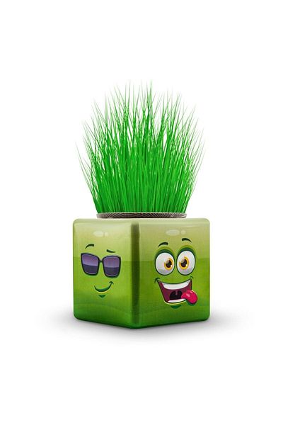OMZ 1 Piece of 15 Cube with Emoji and 3 Side Figures - Grass Men as a Gift for School and Preschool