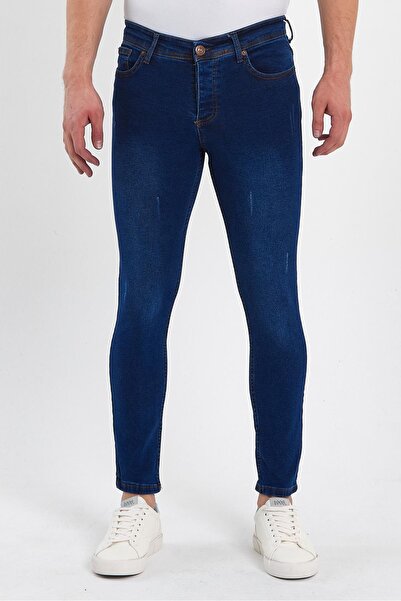 yakamor Чоловічі джинси Slim Fit з деталями з каменю та блискавкою