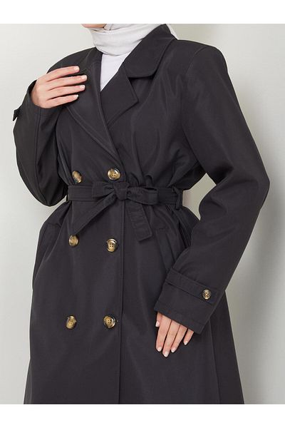 KMKkombin Large Size Lined Cuffed Buttoned Belted New Season Trench Jeans