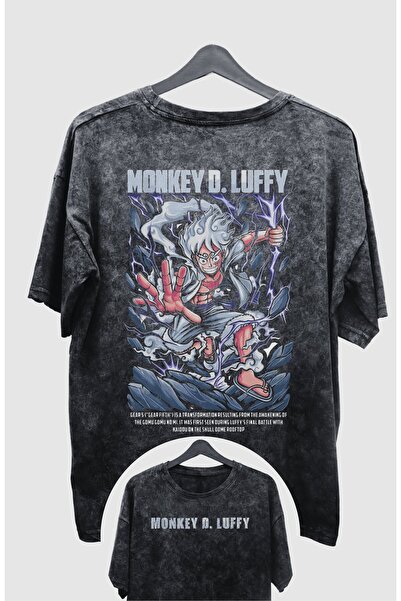 Fuddy Moda Monkey D. Luffy V3 Unisex Oversize kroj Anime Štampano Retro majic...