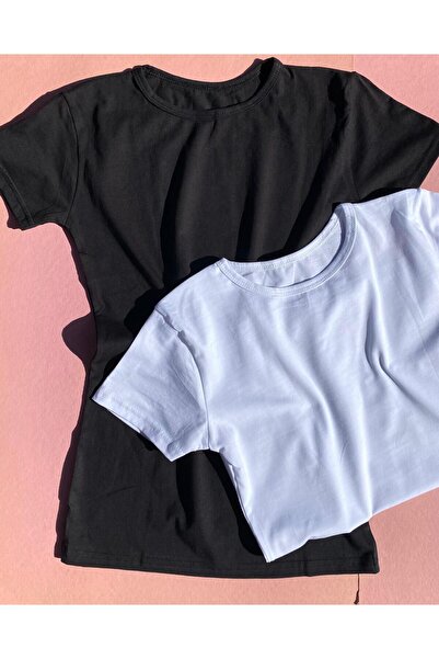 VicTroy Black and White Non-Showing Cotton Lycra Women's Summer T-shirt - 2 PCS