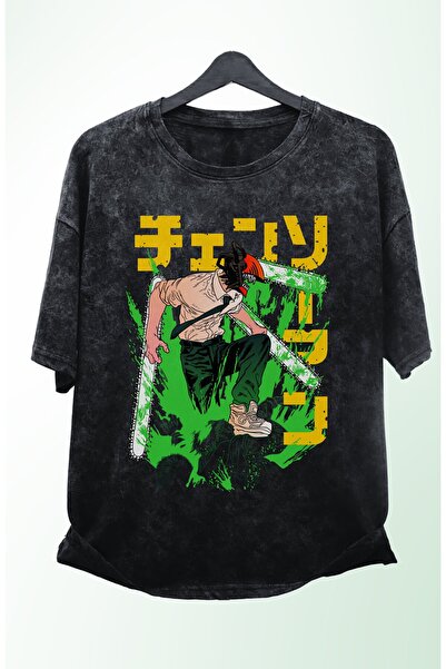 Fuddy Moda Оверсайз унісекс футболка з принтом Chainsaw Man - кольорова та пр...