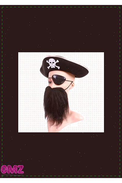 OMZ 1 Piece Silver Colored Pirate Hat - Beard and Eye Patch, Kids Boy Educational Montessori Toys