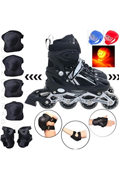 OyuncakZade Illuminated Adjustable Practice Skating Knee Pad Elbow Pad Protector Extra Set with LED Flashlight Gift 35-38