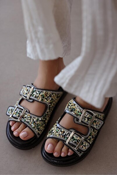 StWenn Жіночі капці з товстою підошвою на пряжці і з каменем з деталями Легка і зручна ортопедична підошва