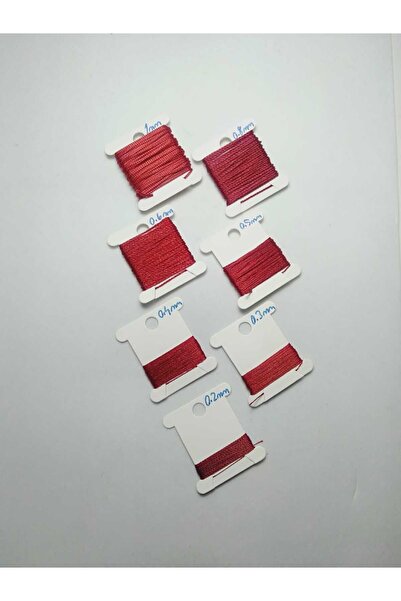 Eskişehir hobi sanat 3 Metre 7 Ölçü Tesbih Ipi Seti 0.2 Mm 0.3 Mm 0.4 Mm 0.5 Mm 0.6 Mm 0.8 Mm 1Mm Kırmızı Toplam 21 Metre