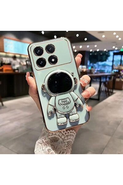 Rivor Xiaomi Poco X6 Pro Kılıf Parlak Kenarlı Altın İşleme Astronot Figürlü S...
