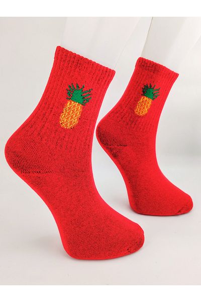 Shuttle Park Unisex Comics Pineapple Fashion - Red College Socks