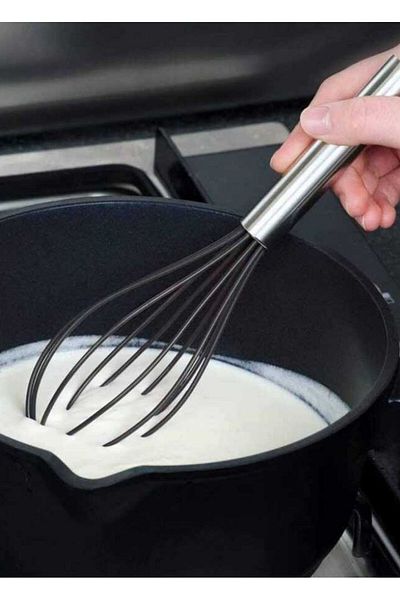 Jet's Home 30cm Silicone Egg Beater - Sauce Whisk, Chocolate and Cream Beater, Steel Handle