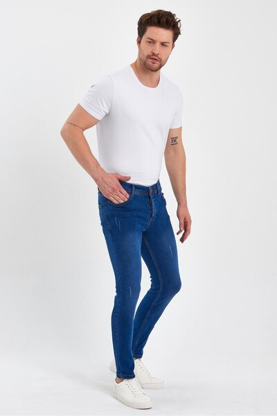 yakamor Ανδρικό Skinny Jeans - Με κουμπιά και λεπτομέρειες από πέτρα
