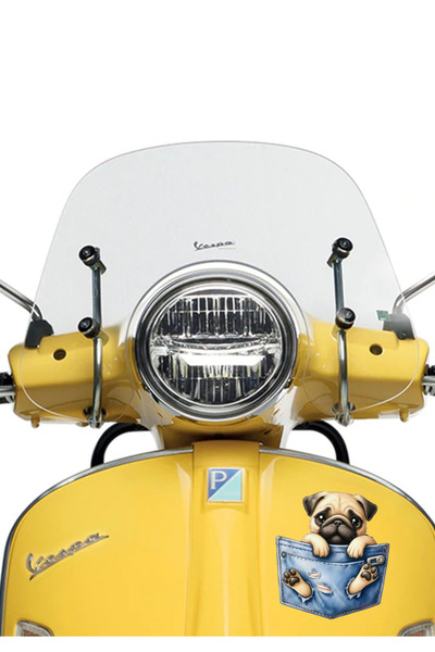 MegaSticker 13x10 Cm Puppy Pocket Pugg Auto Sticker - Motocicletă, Laptop, Cască, Mașină
