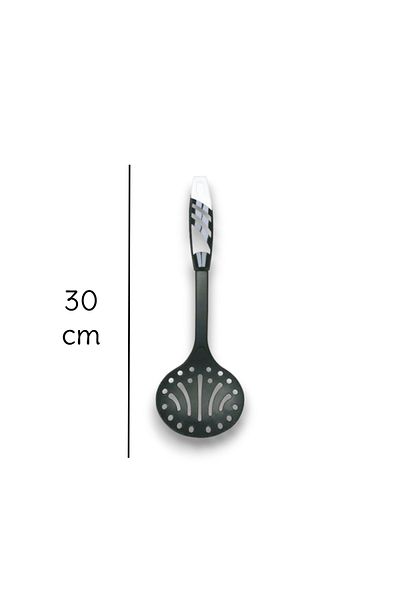 Open Home Concept 220° Durable White Teflon Serving Set - 2-Piece Fireproof Non-Stick Colander and Ladle