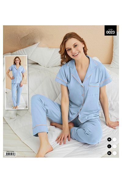 ABBA Set pijama cu mânecă scurtă - cu nasturi in fata