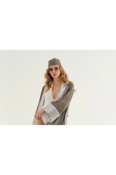 BROWN SARTO Gray Patterned Stitching Bandana