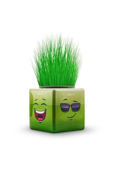 OMZ 17-Piece Mixed Emoji 3-Sided Figured Cube - School and Preschool Gift Grass Man