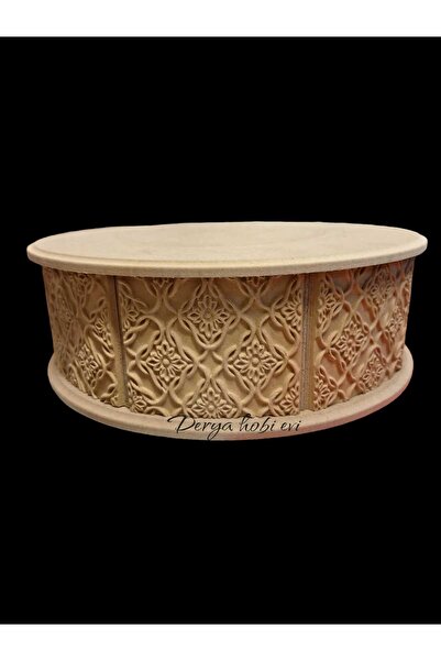 DERYA DESİNG ART Boyanabilir Ham Ahşap Dekoratif Baklava Desenli Hediyelik Kutu 27x27cm
