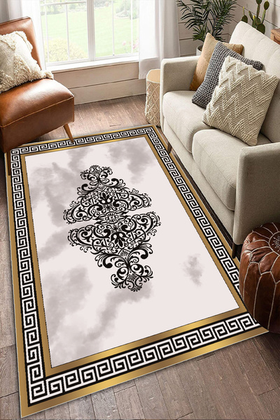 GNL HOME Klasik Figürlü  Varak Desenli dijital baskı yıkanabilir salon mutfak...