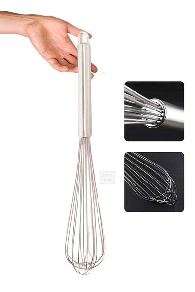 Jet's Home 50 cm Jumbo Size Stainless Egg Beater - Sauce Whisk, Chocolate and Cream Beater, Steel Handle
