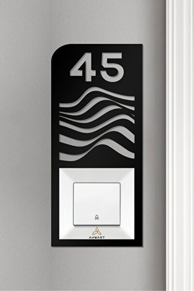 AHWART Cadru decorativ din lemn - Numărul ușii apartamentului, Priză sonerie ...