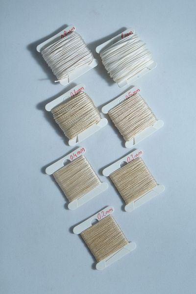 Eskişehir hobi sanat 5 Meters 7 Sizes Rosary Floss Set 0.2 Mm 0.3 Mm 0.4 Mm 0.5 Mm 0.6 Mm 0.8 Mm 1 Mm Cream Total 35 Meters