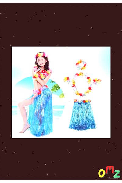 OMZ Aloha Hawaii Blue Party Skirt and Bracelet Set - Girl's Toys, Boy's Educational Game