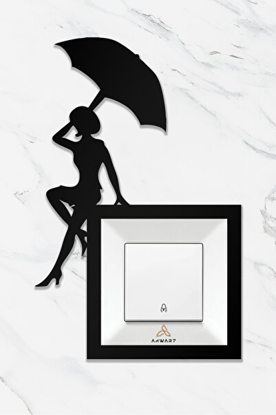 AHWART Girl Themed Wooden Socket with Umbrella - Decorative and Switch Frame