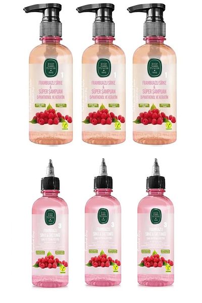 Eyüp Sabri Tuncer Raspberry Super Shampoo and Vinegar Hair Tonic - 100 ml, 3 Pieces