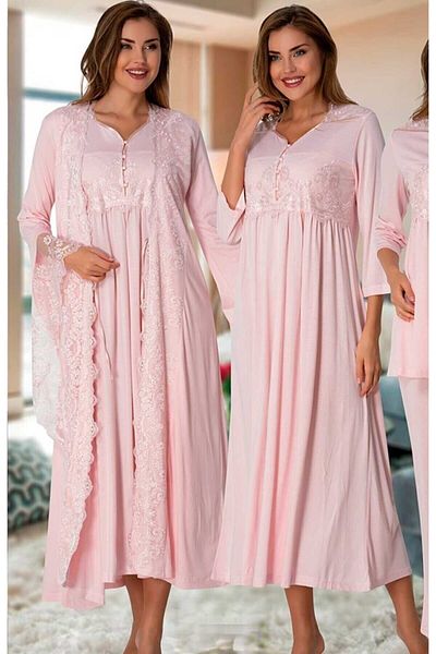 Lohussa Effortt Women - Pink Maternity Maternity Sleepwear and Dressing Gown Set of 4 3014