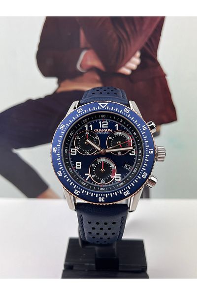 Quantum Navy Blue Men's Sports Strap Leather Wristwatch - 10 ATM Waterproof, 2 Years Warranty
