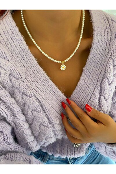 Nonno dekor Inci Papatya Kolye