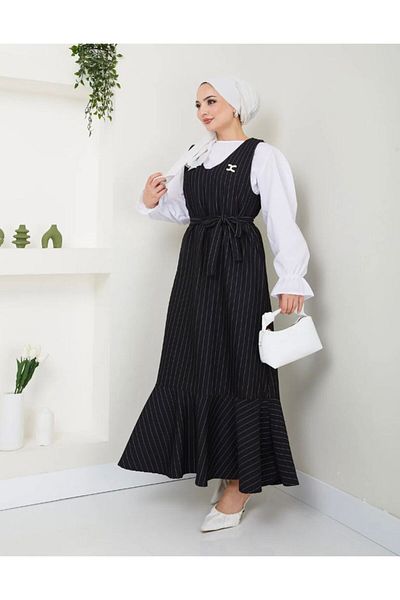 modasindoma Ριγέ Γυναικείο Φόρεμα Gilet
