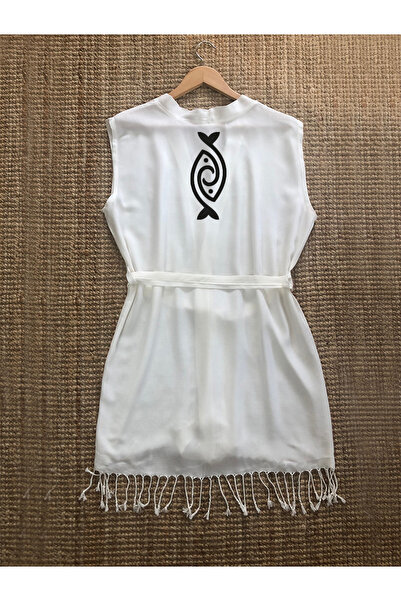 Kidilia Ethnic Kimono with Fish Image - Sleeveless Peshtemal